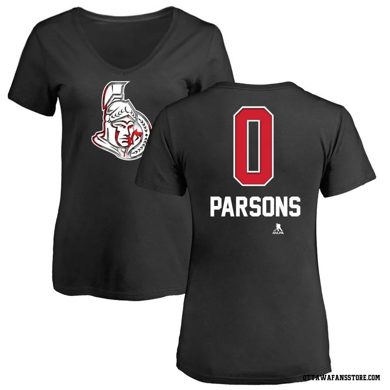 Black Women's Jackson Parsons Ottawa Senators Name and Number Banner Wave V-Neck T-Shirt
