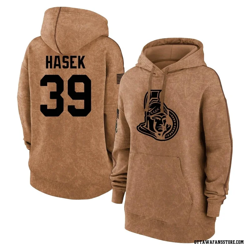 Brown Women's Dominik Hasek Ottawa Senators 2023 Salute to Service Pullover Hoodie