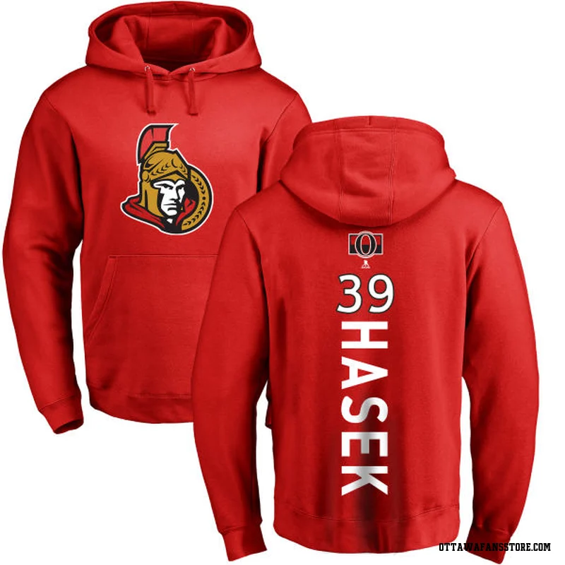 Red Men's Dominik Hasek Ottawa Senators Backer Pullover Hoodie