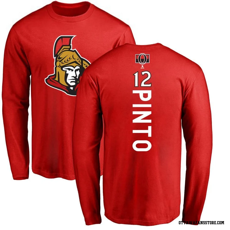Red Men's Shane Pinto Ottawa Senators Backer Long Sleeve T-Shirt