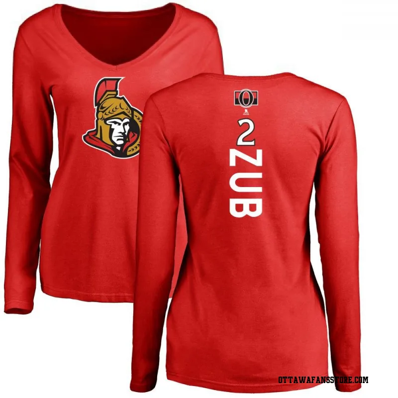 Red Women's Artem Zub Ottawa Senators Backer Long Sleeve T-Shirt