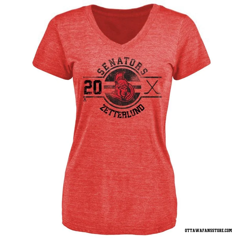 Red Women's Fabian Zetterlund Ottawa Senators Insignia T-Shirt