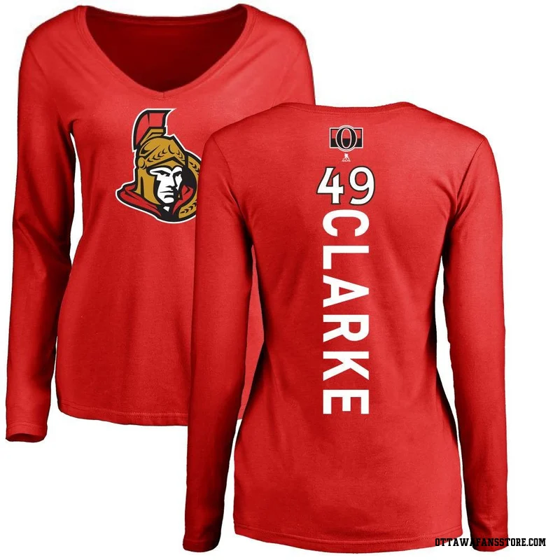 Red Women's Graeme Clarke Ottawa Senators Backer Long Sleeve T-Shirt