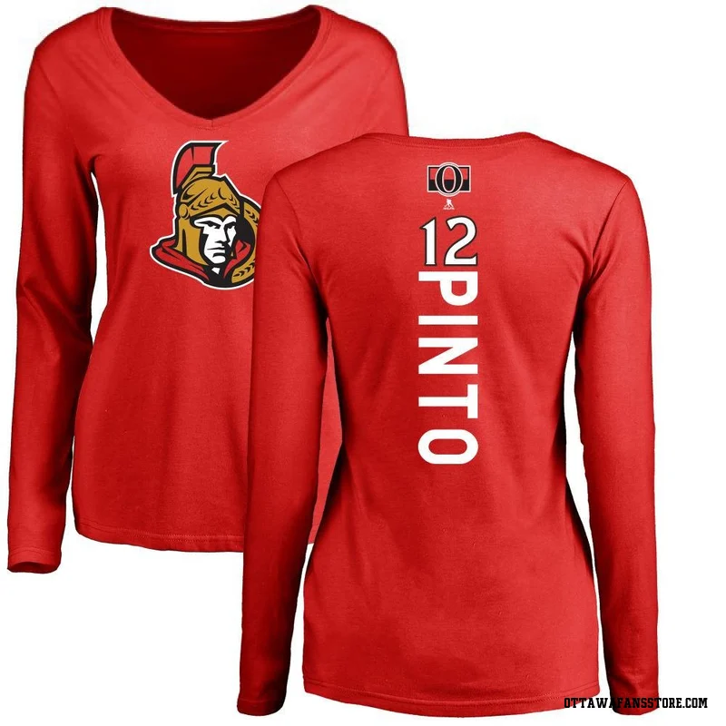 Red Women's Shane Pinto Ottawa Senators Backer Long Sleeve T-Shirt