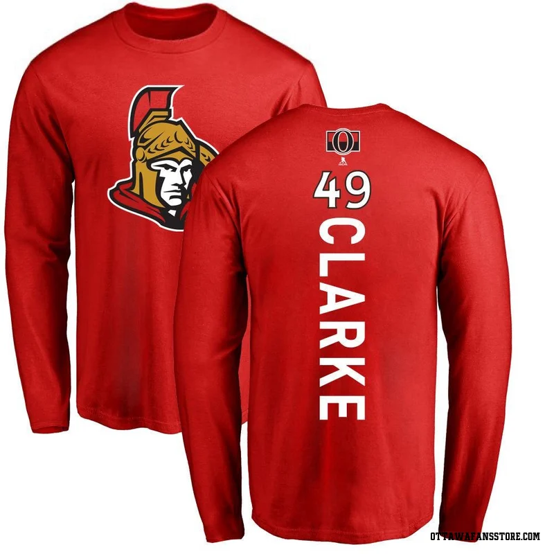 Red Youth Graeme Clarke Ottawa Senators Backer Long Sleeve T-Shirt