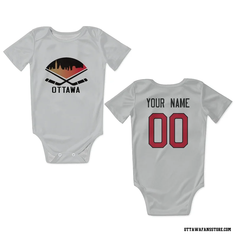 White Ottawa Senators Custom  Newborn & Infant Bodysuit